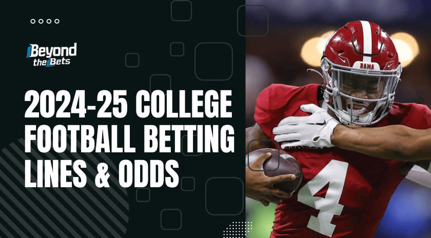 An image of football players for college football 2024 betting odds and key changes.