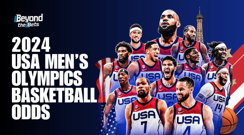 A group photo of the USA men's basketball team for the 2024 USA men's Olympic basketball odds.