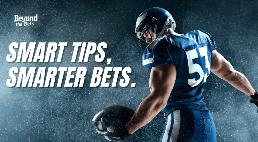 An image of a football player striking pose surrounded by mist for smart betting tips.